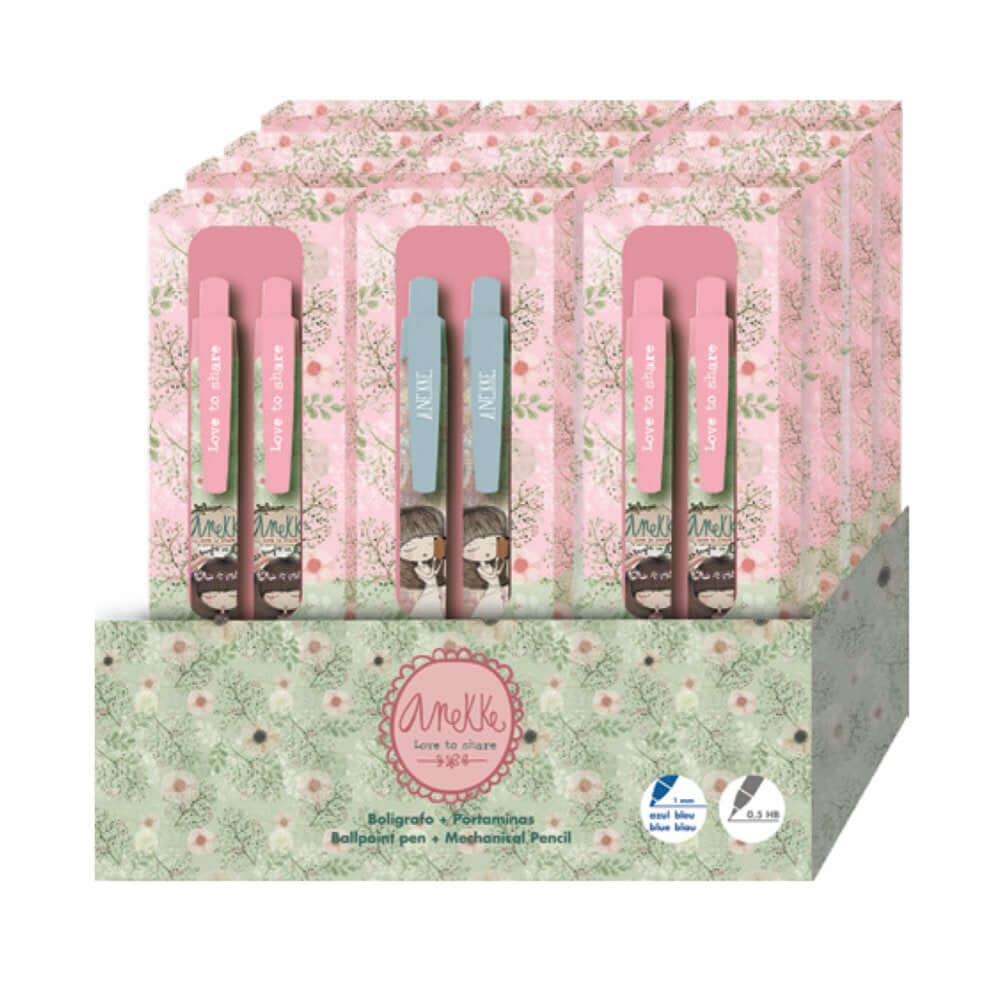 Display cu 12 seturi stilou si creion mecanic Anneke, diverse modele Display cu 12 seturi stilou si creion mecanic Anneke, diverse modele